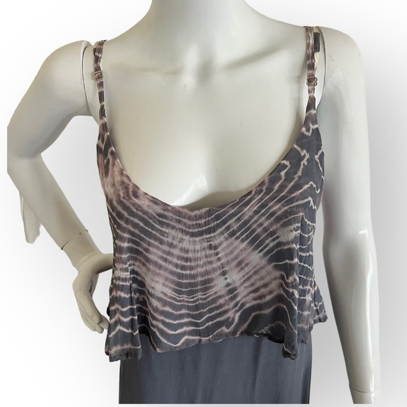 Gypsy 05 Tie Dye 100% Silk Maxi Dress Sleeveless Gray Size S NWT - Picture 4 of 10